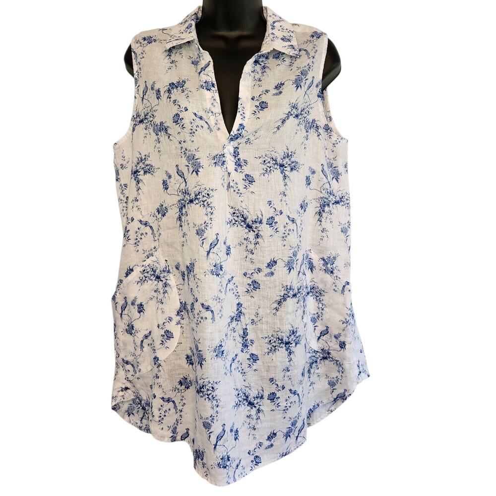 Forcynthia Beachwear linen top white toile size L